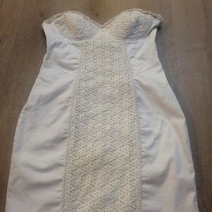 Bebe White Strapless Dress with Lace Details